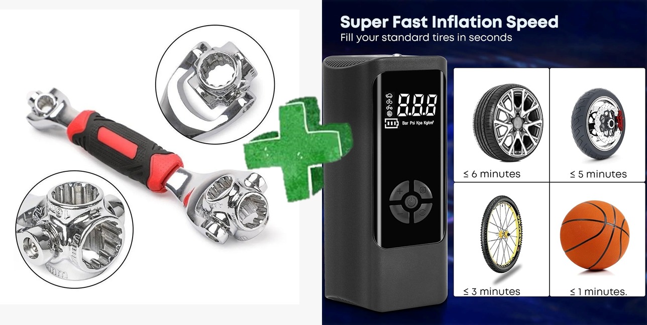 Compresor digital + llave 48 en 1